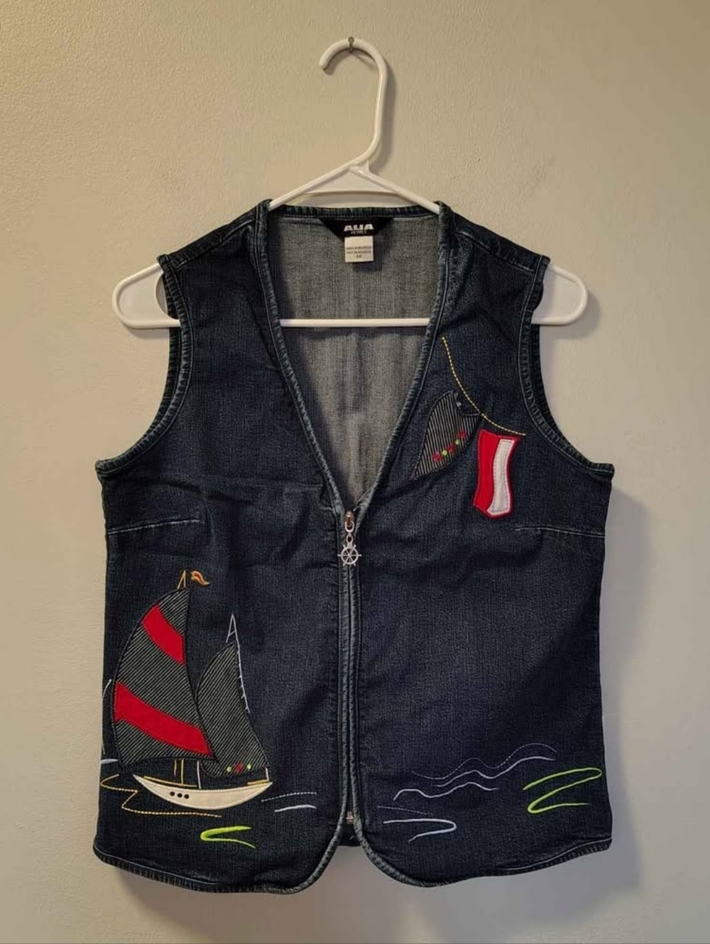 Alia Denim Jean Sailboat Vest - 6 Petite